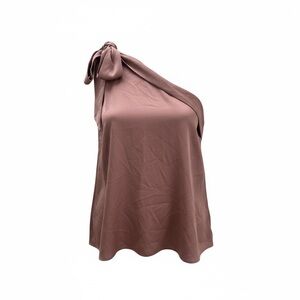 1 shoulder satin blush blouse